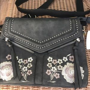 Suede crossbody bag.